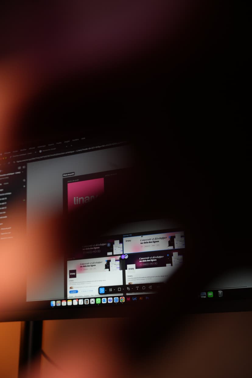 Main avec ombre qui cache un écran d'ordinateur